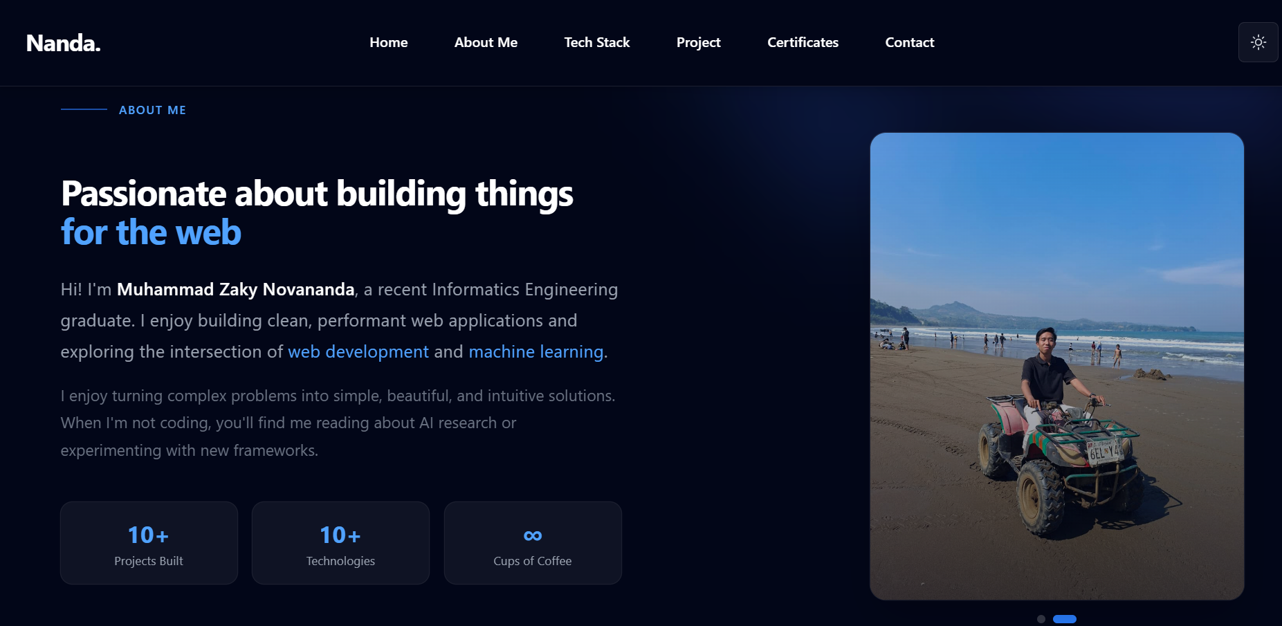 Tampilan website Portofolio Zaky
